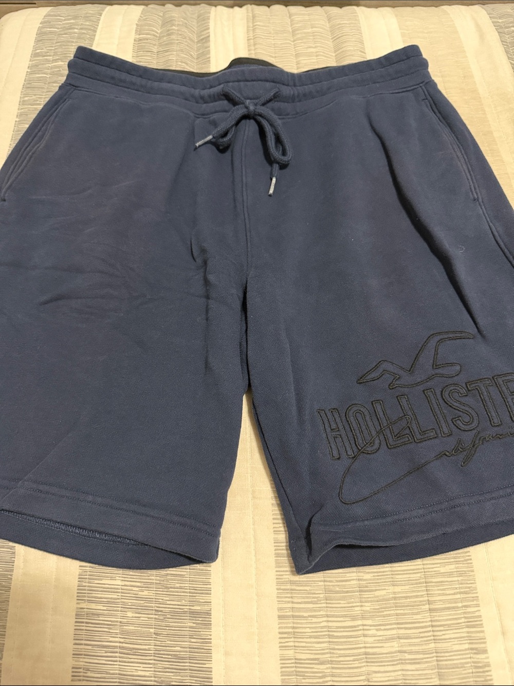 Hollister Men's Dark Navy Logo Athletic Shorts